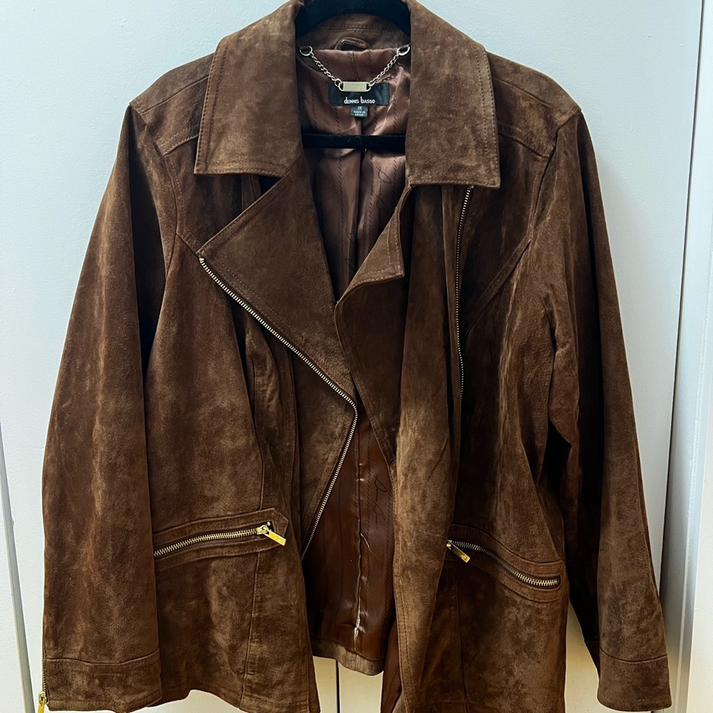 dennis basso Brown Suede Leather Jacket